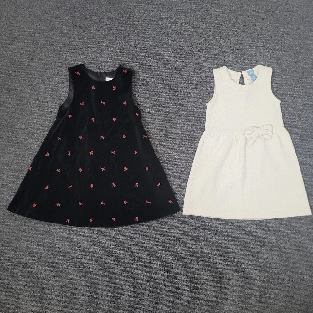 Gymboree Baby Gap 4‎ Dress Lot Black Velvet Floral Cream Quilted Bow Sleeveless